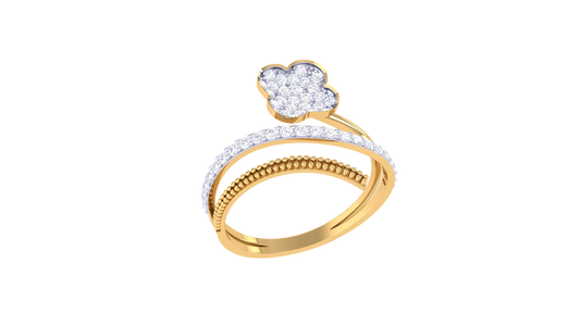 Eclat Floral Arc Ring In Rose Gold – 0.36 Ct Hand Set Diamonds