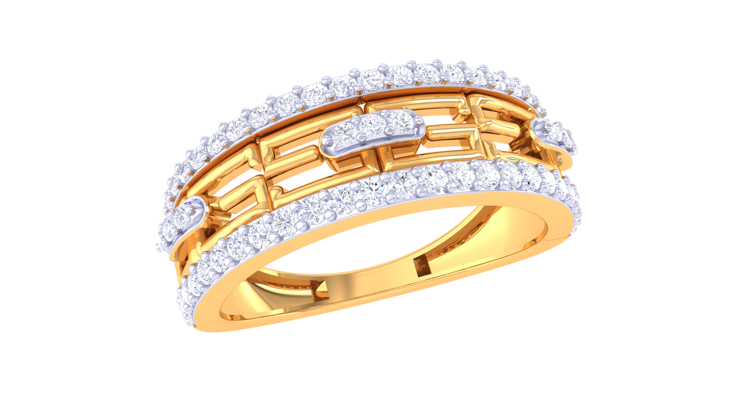 Lumière Pavois Baguette – 0.45 Ct Round Diamond Gold Ring