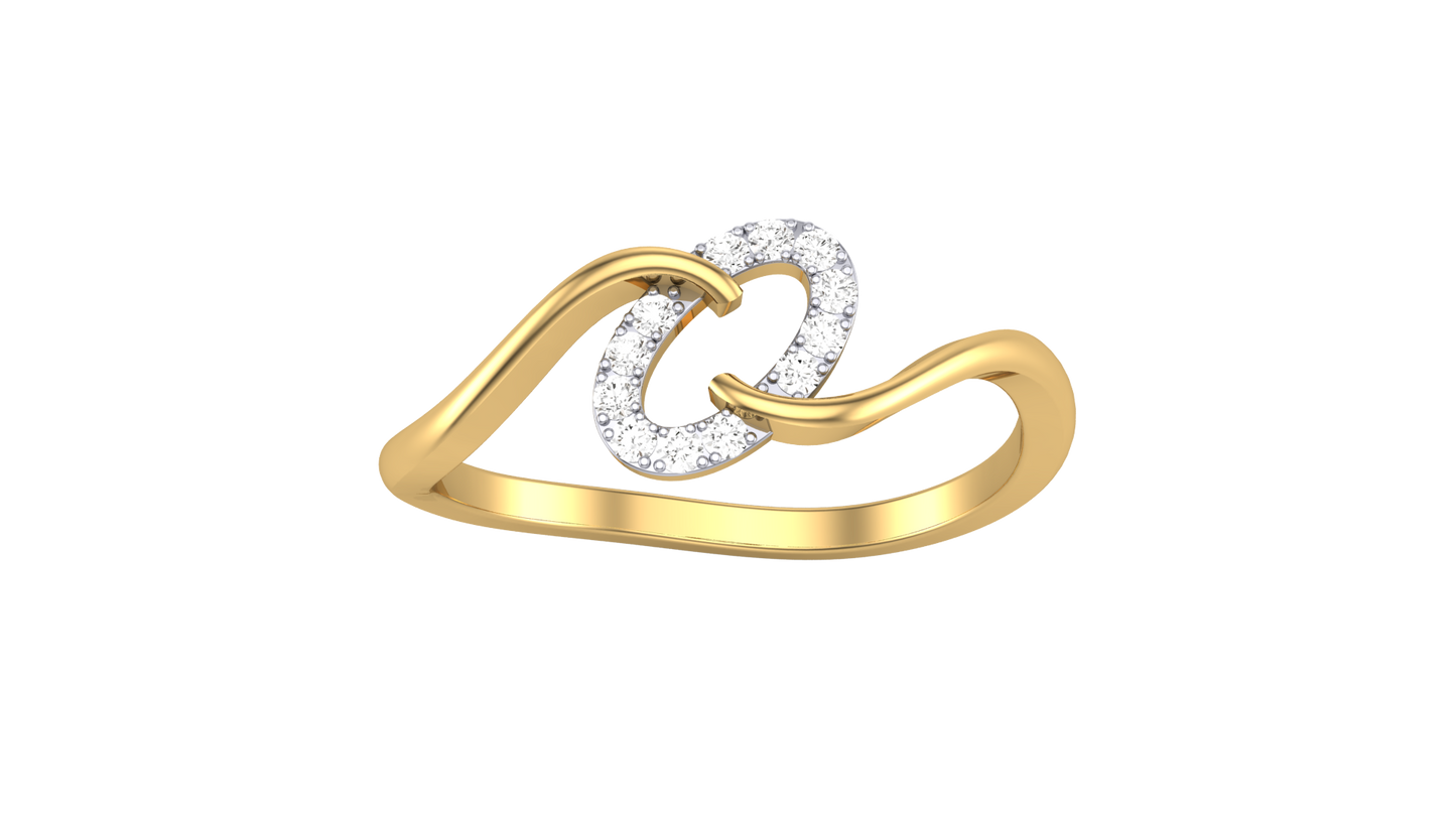 Eclat Fleuron Loop Wave Ring - 0.08 Ct Round Cut Diamonds In Gold