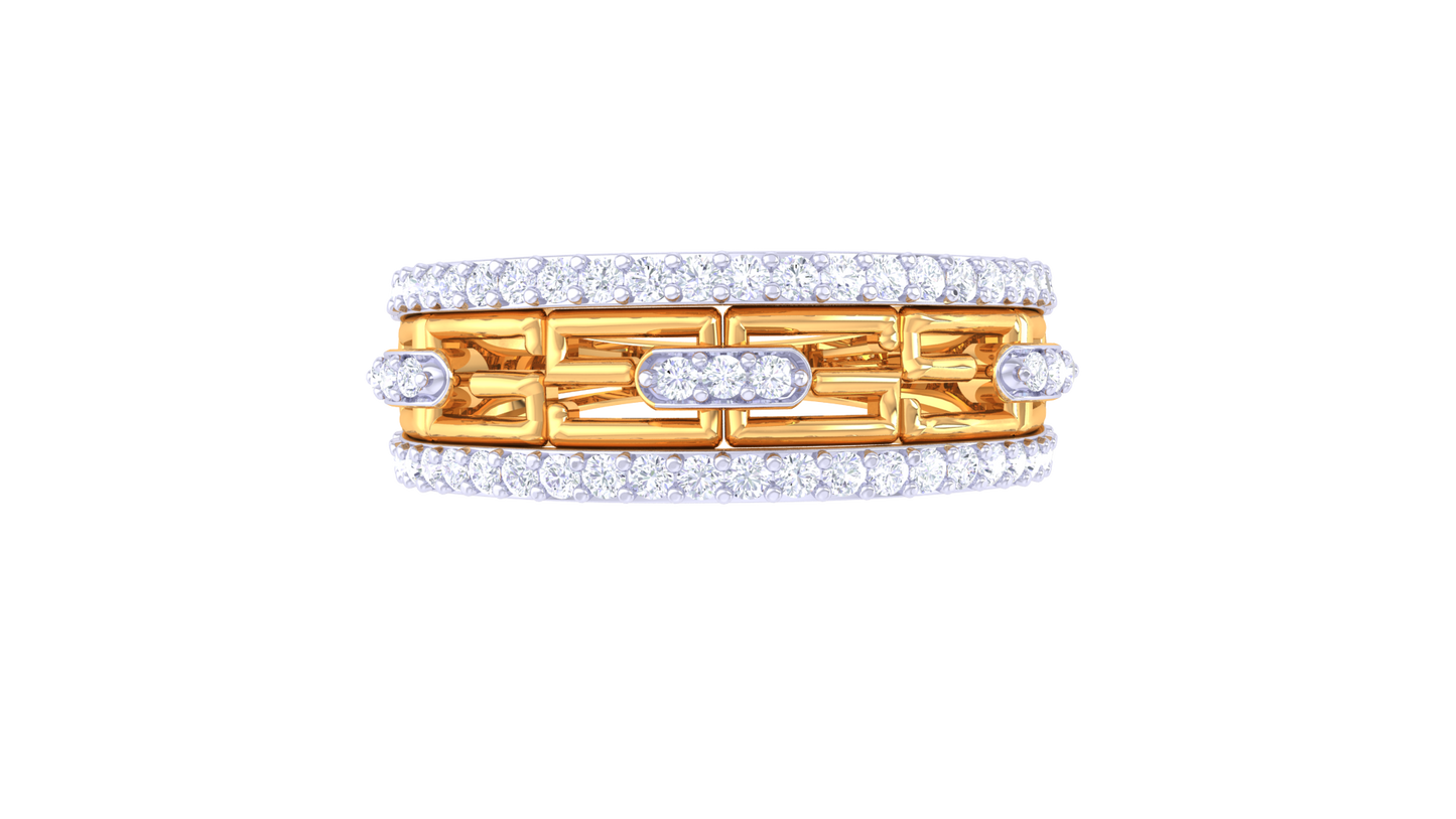 Lumière Pavois Baguette – 0.45 Ct Round Diamond Gold Ring