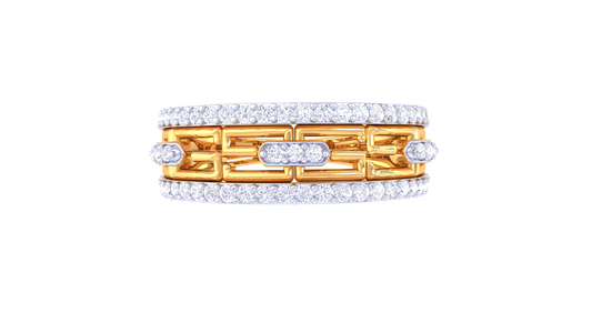 Lumière Pavois Baguette – 0.45 Ct Round Diamond Gold Ring