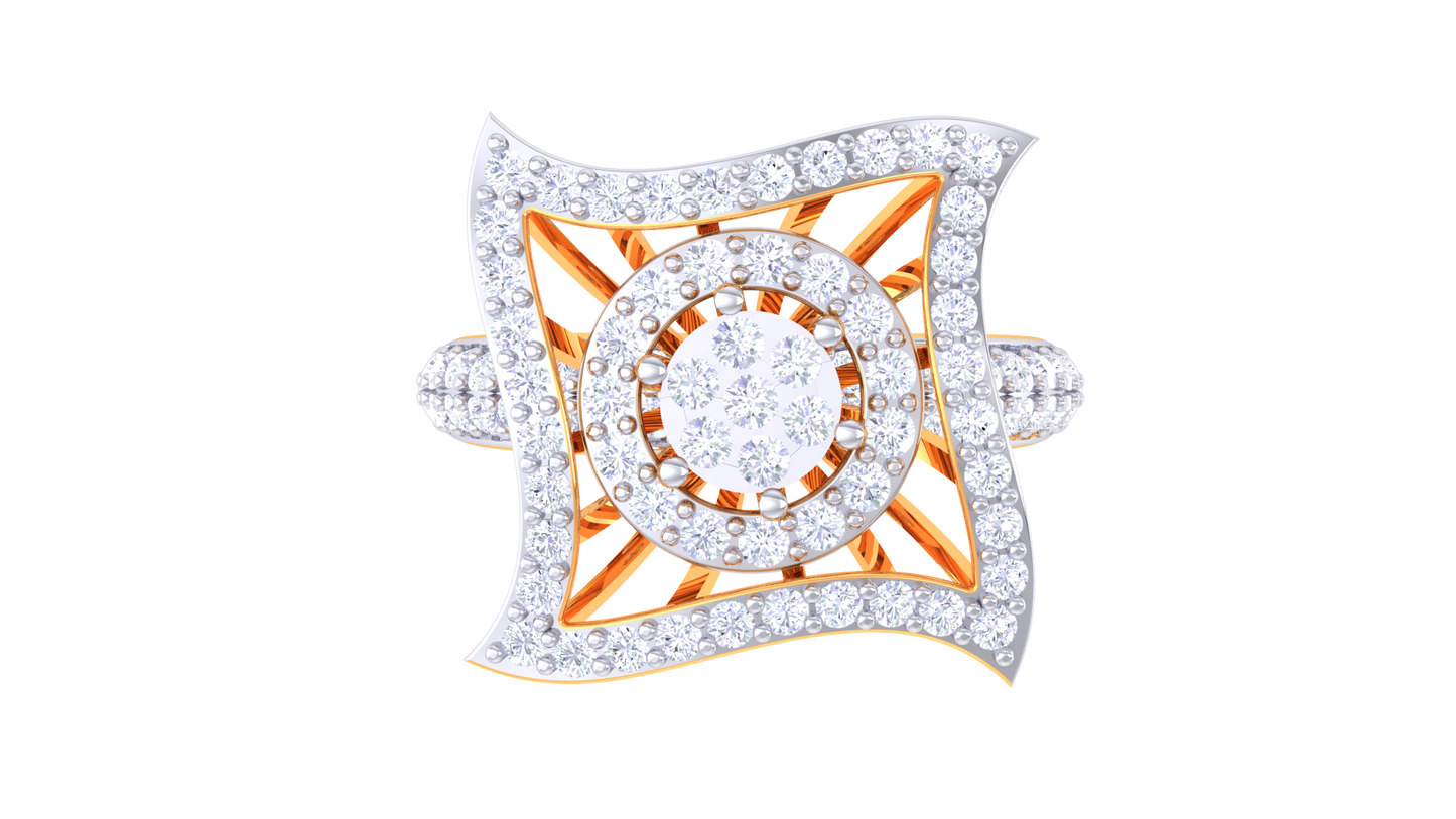 Éclat Quadrille Moderne Gold Ring – 0.85 Ct Dazzling Round Diamond