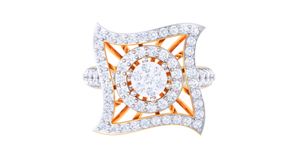 Éclat Quadrille Moderne Gold Ring – 0.85 Ct Dazzling Round Diamond