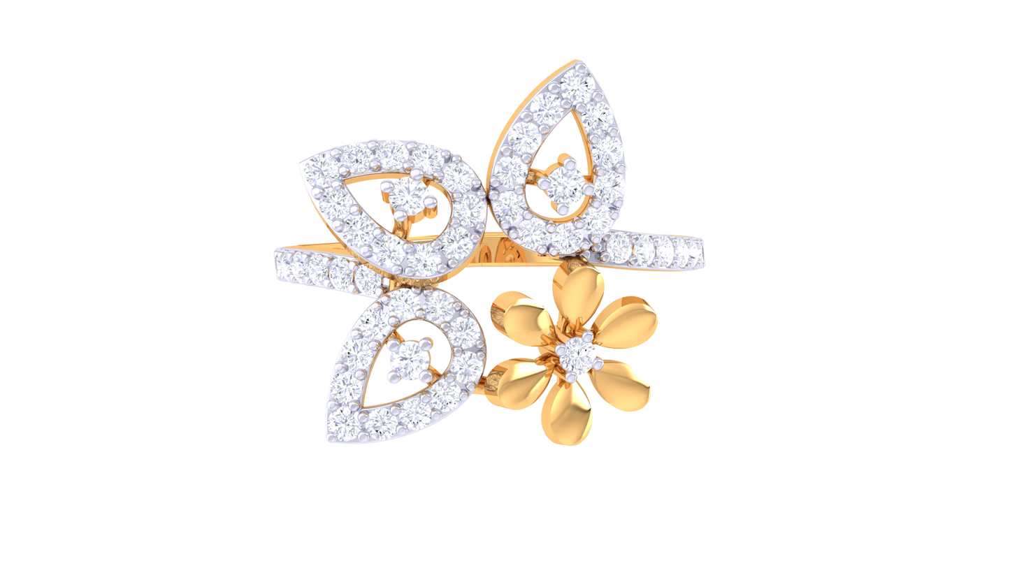 Eclat Petal Radiance Rose Gold  Ring – 0.45 Ct Sparking Diamonds