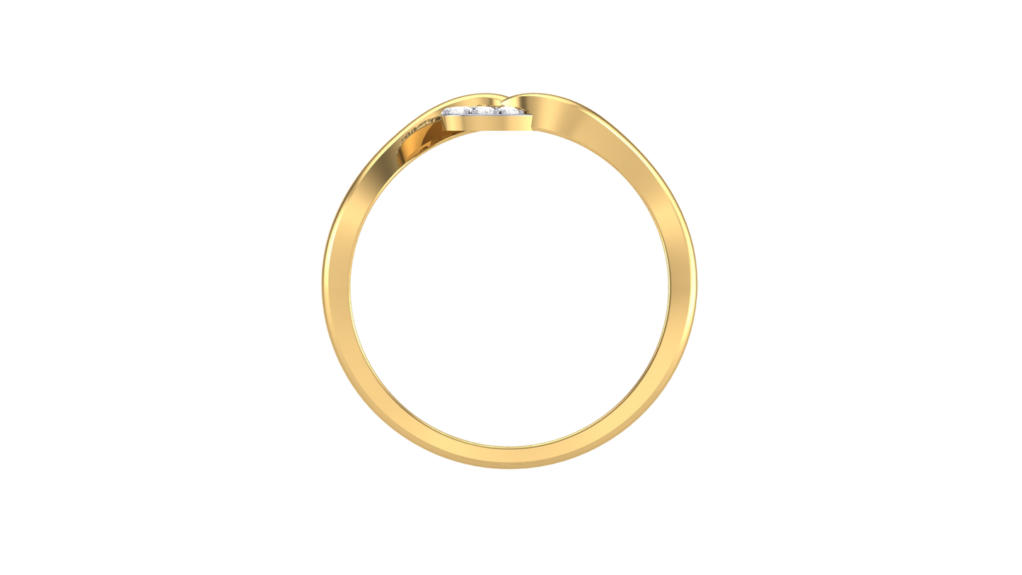 Eclat Fleuron Loop Wave Ring - 0.08 Ct Round Cut Diamonds In Gold