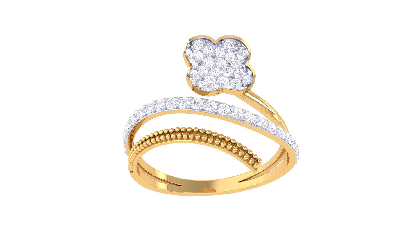 Eclat Floral Arc Ring In Rose Gold – 0.36 Ct Hand Set Diamonds