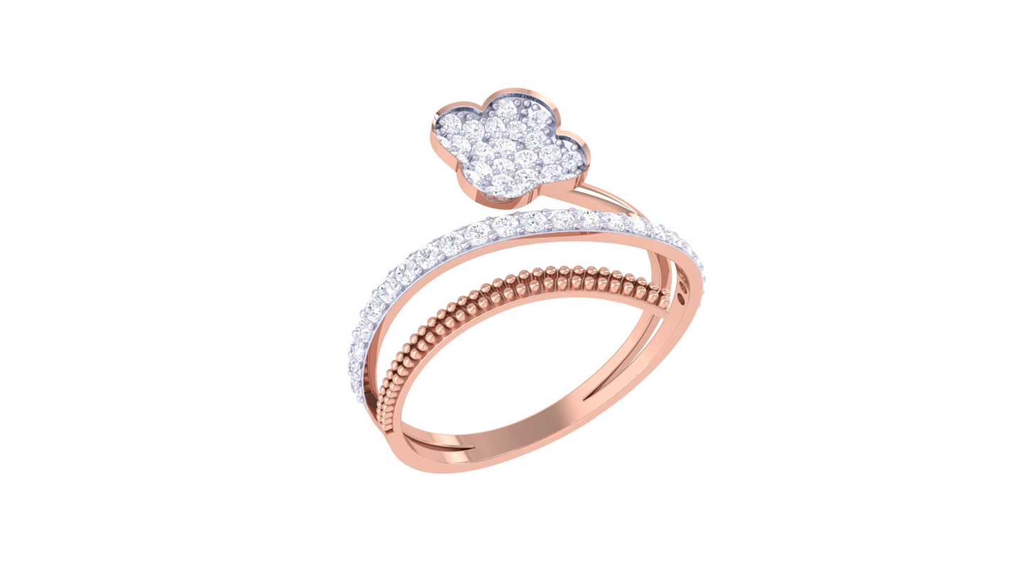Eclat Floral Arc Ring In Rose Gold – 0.36 Ct Hand Set Diamonds
