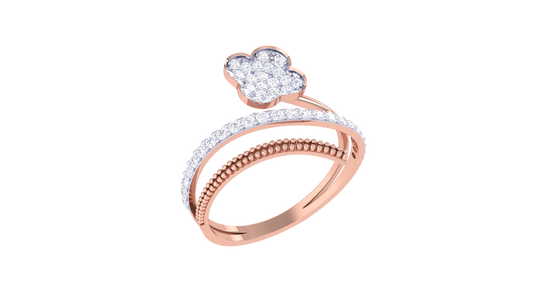 Eclat Floral Arc Ring In Rose Gold – 0.36 Ct Hand Set Diamonds