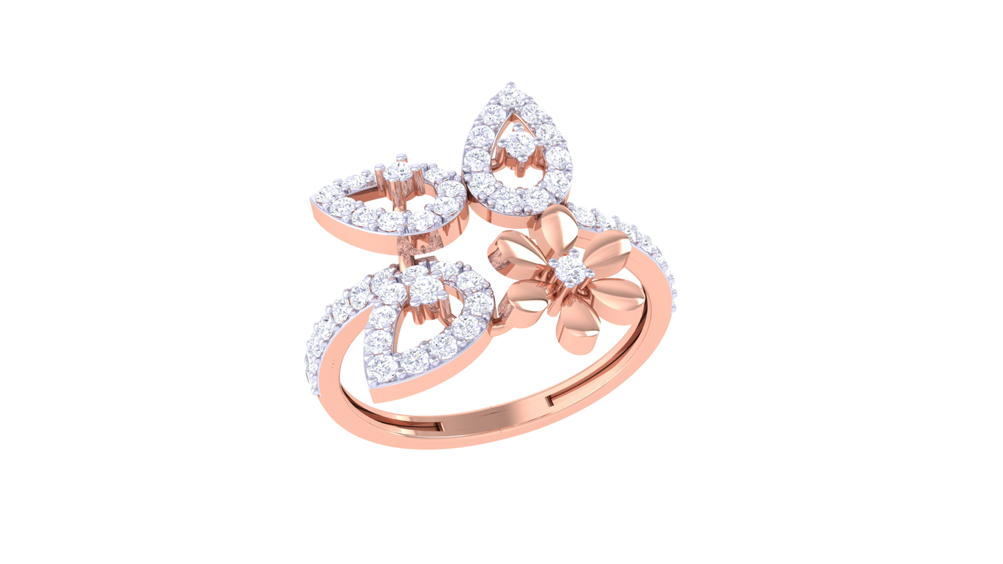Eclat Petal Radiance Rose Gold  Ring – 0.45 Ct Sparking Diamonds