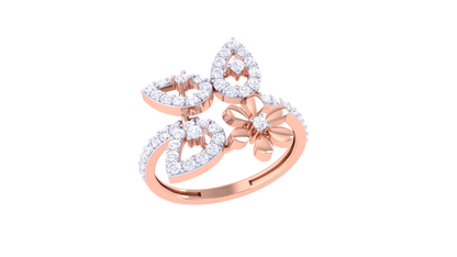 Eclat Petal Radiance Rose Gold  Ring – 0.45 Ct Sparking Diamonds