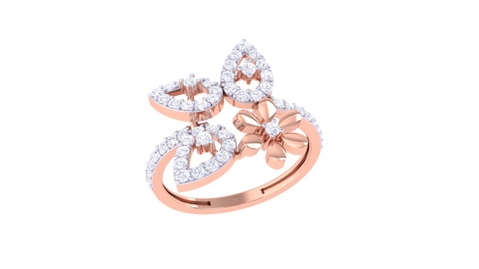 Eclat Petal Radiance Rose Gold  Ring – 0.45 Ct Sparking Diamonds