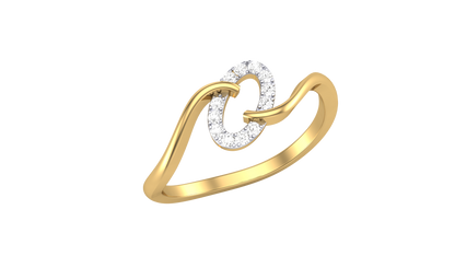 Eclat Fleuron Loop Wave Ring - 0.08 Ct Round Cut Diamonds In Gold