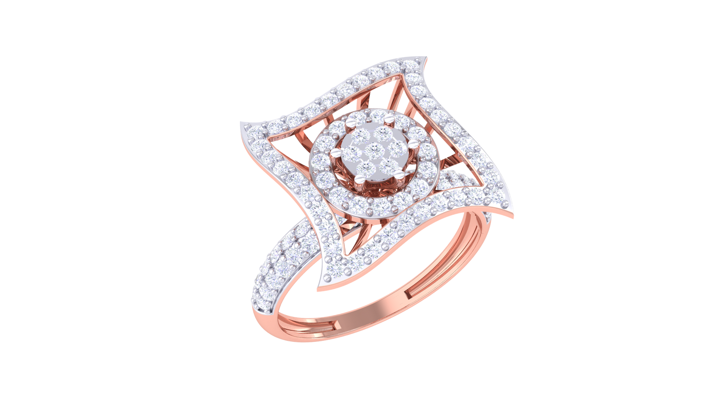 Éclat Quadrille Moderne Gold Ring – 0.85 Ct Dazzling Round Diamond