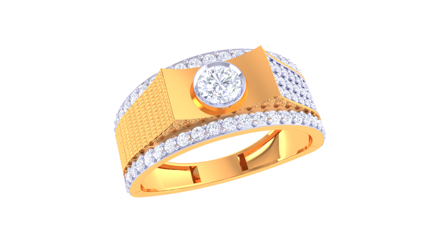 Éclat Mosaïque Openwork  – 5.43 Ct Pave Diamond Yellow Gold Ring