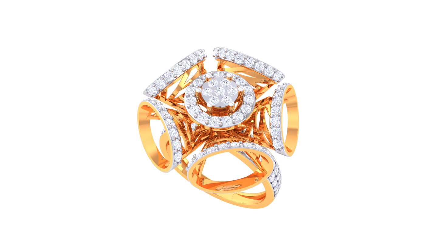 Éclat Centrale Majesté – 0.95 Ct Round Diamond Gold Ring