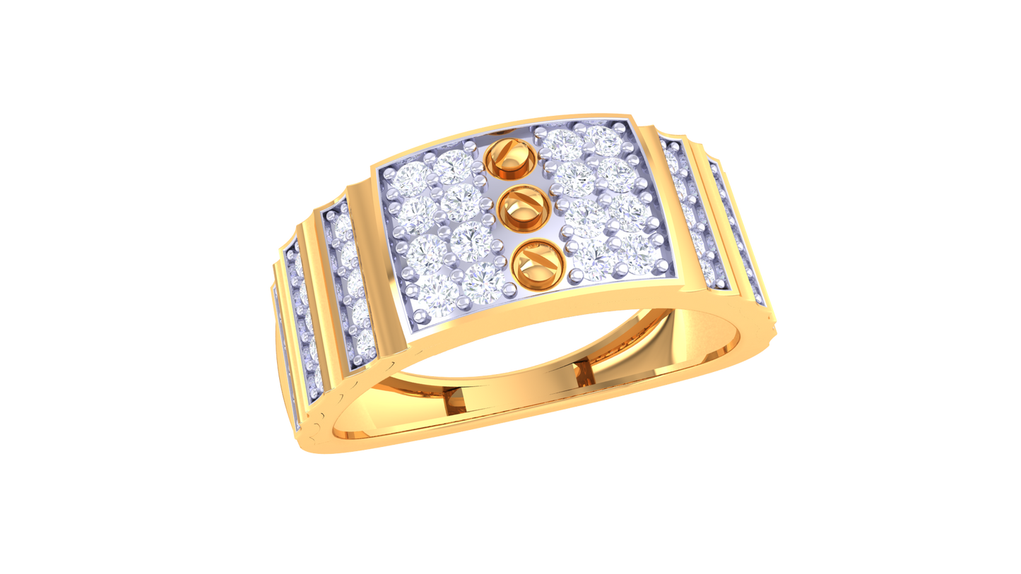 Éclat Rivure Audacieuse – 0.44 Ct Round Diamond Gold Ring