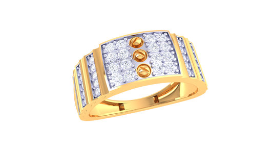 Éclat Rivure Audacieuse – 0.44 Ct Round Diamond Gold Ring