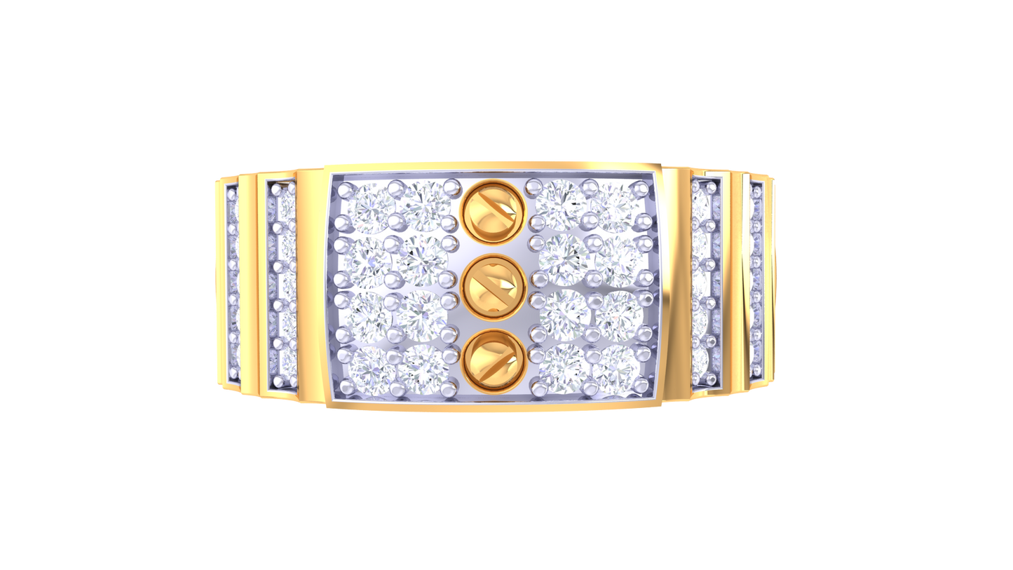 Éclat Rivure Audacieuse – 0.44 Ct Round Diamond Gold Ring