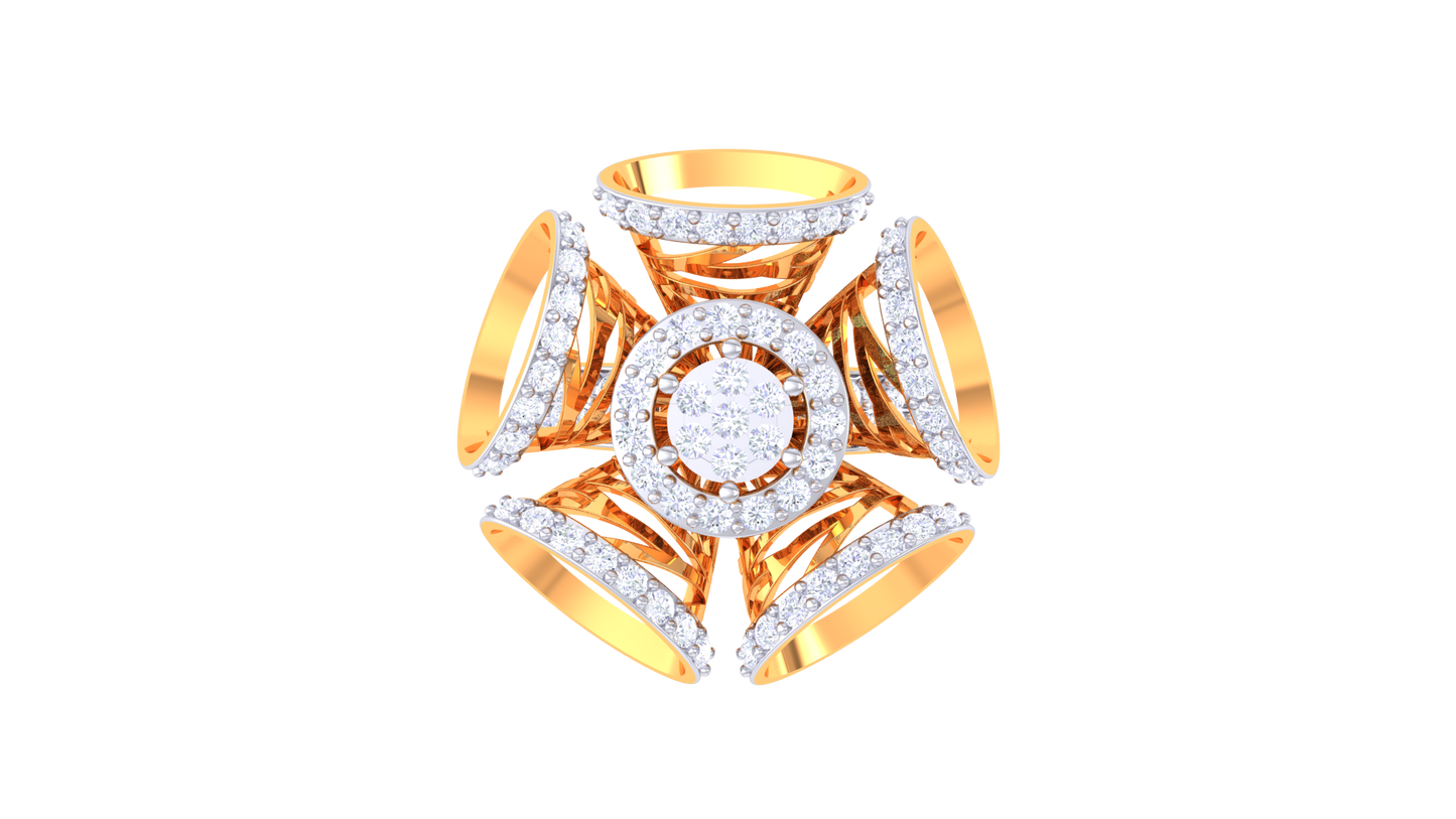 Éclat Centrale Majesté – 0.95 Ct Round Diamond Gold Ring