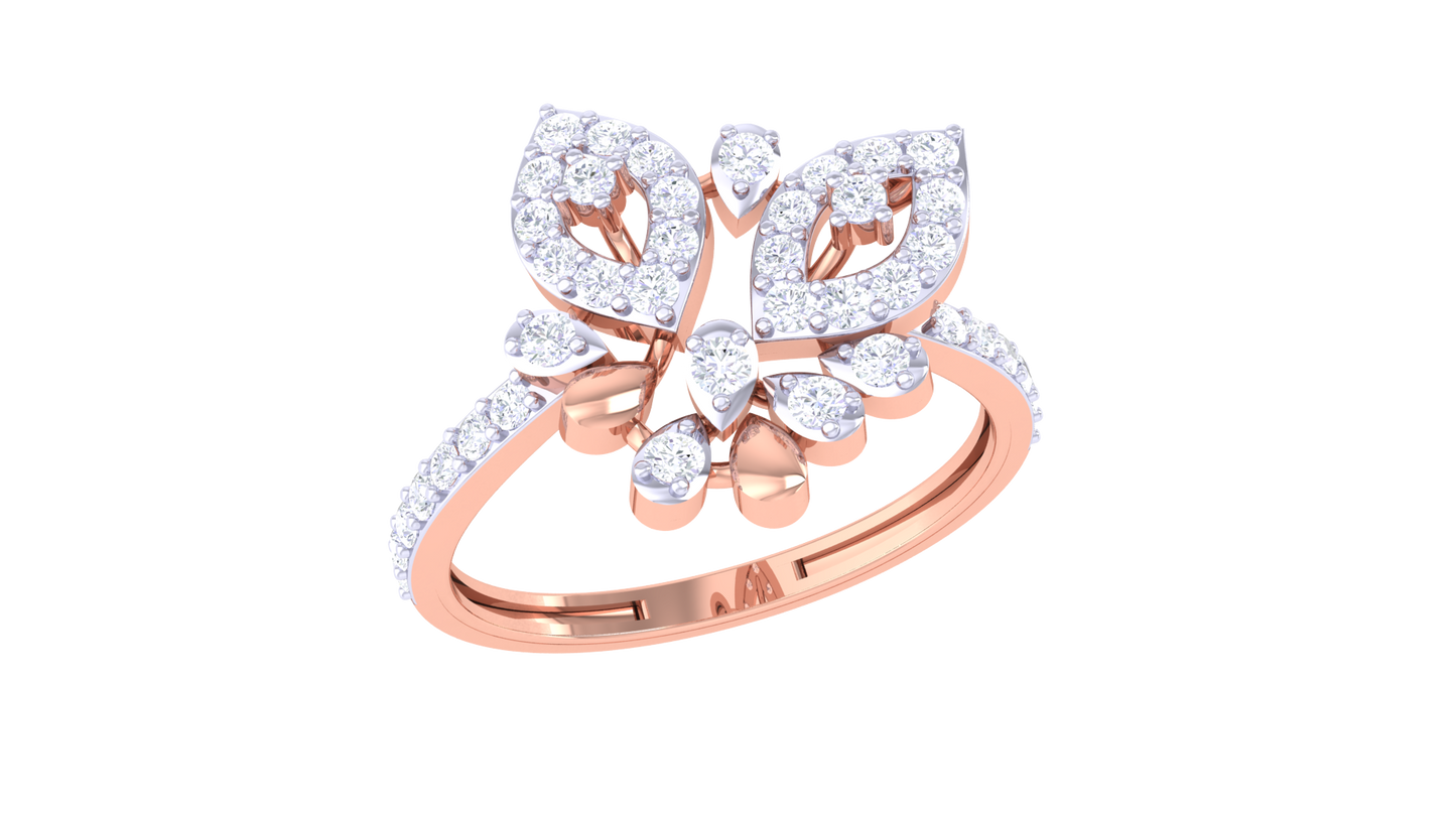 Eclat Twin Marquise Bloom Rose Gold Ring – 0.38 Ct Diamonds Cluster