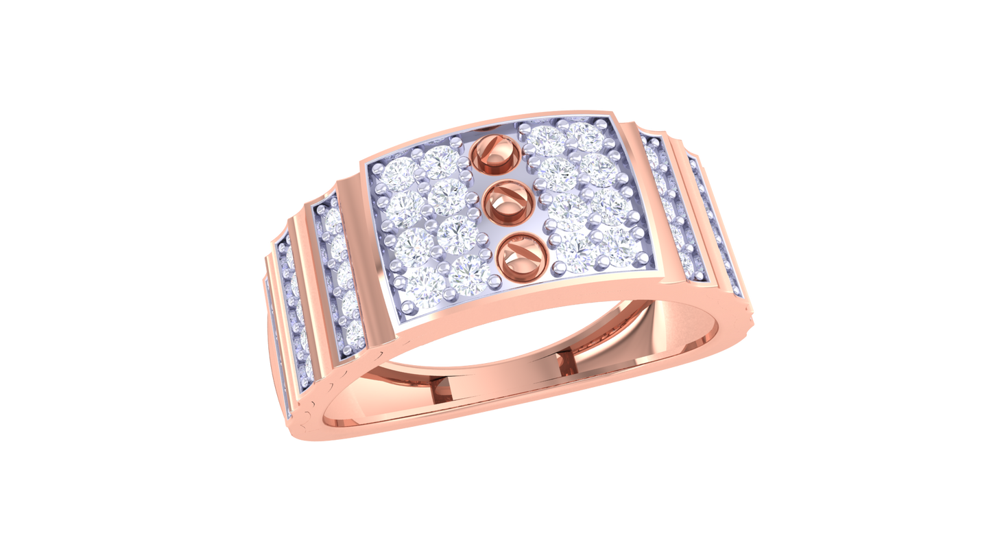 Éclat Rivure Audacieuse – 0.44 Ct Round Diamond Gold Ring