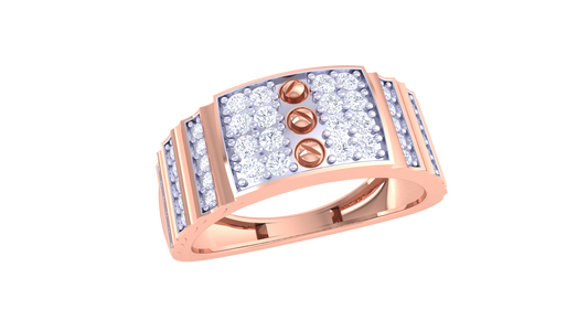 Éclat Rivure Audacieuse – 0.44 Ct Round Diamond Gold Ring