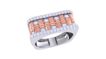 Éclat Royal Blocks Gold Ring – 0.7 Ct Dazzling Pave Diamonds