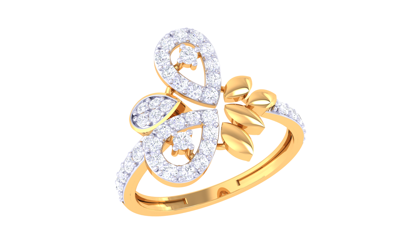 Eclat Trio Teardrop Harmony Gold Ring – 0.37 Ct Spaarking Diamonds