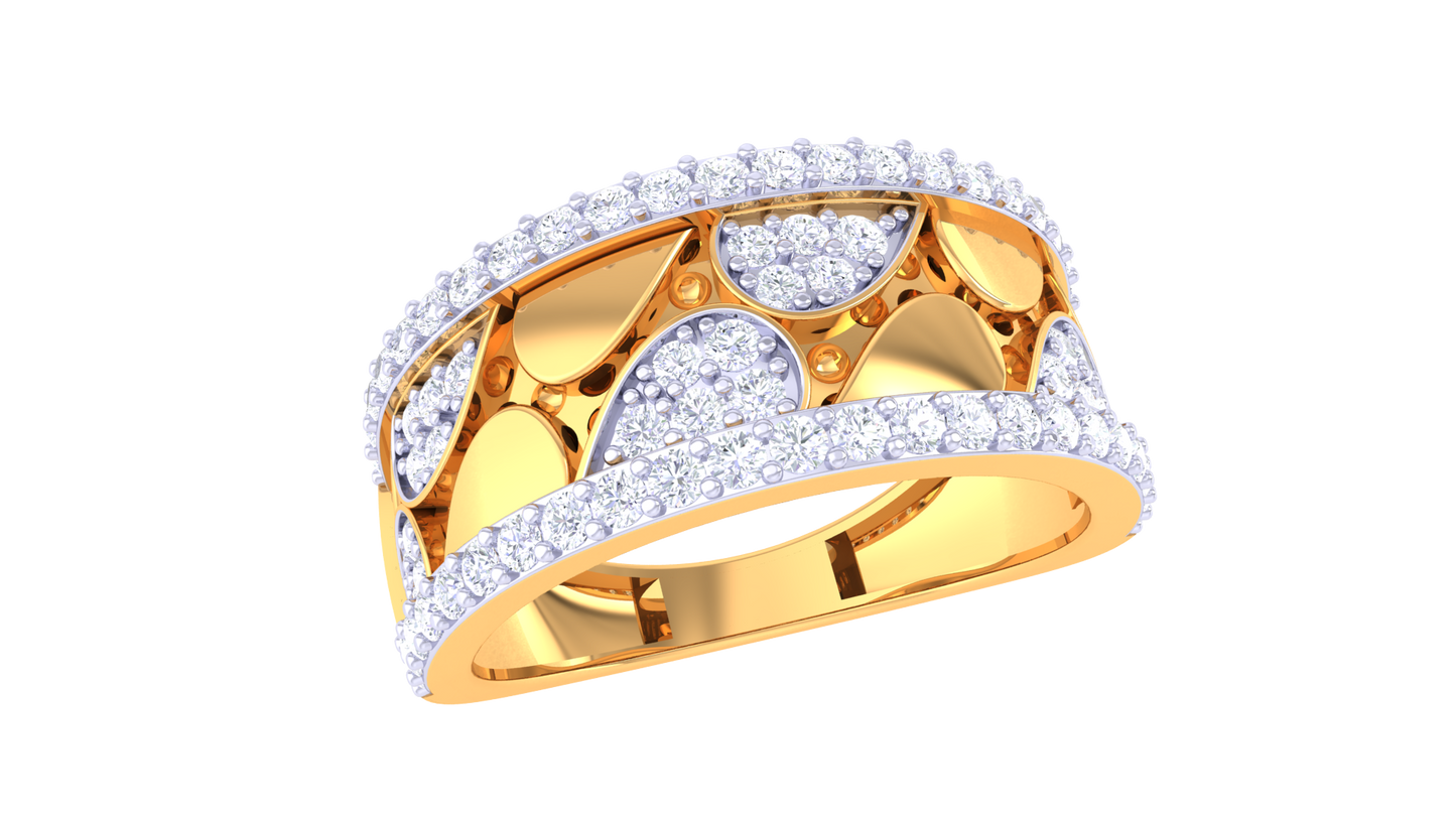 Éclat Marqueterie Lumière – 0.74 Ct Round Diamond Gold Ring