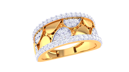Éclat Marqueterie Lumière – 0.74 Ct Round Diamond Gold Ring
