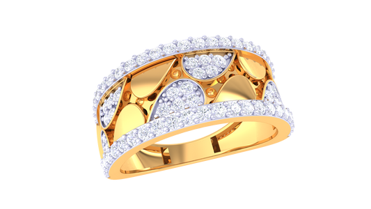 Éclat Marqueterie Lumière – 0.74 Ct Round Diamond Gold Ring