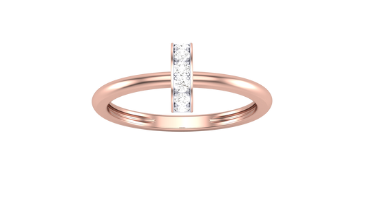 Lumiere Modern Bar Rose Gold Ring - 0.09 Ct Round Cut Diamonds