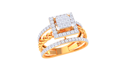 Lumière Rayon Square – 0.3 Ct Pricess Cut Diamond Gold Ring