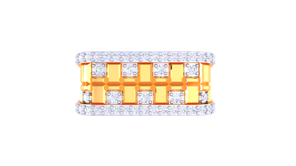 Éclat Royal Blocks Gold Ring – 0.7 Ct Dazzling Pave Diamonds