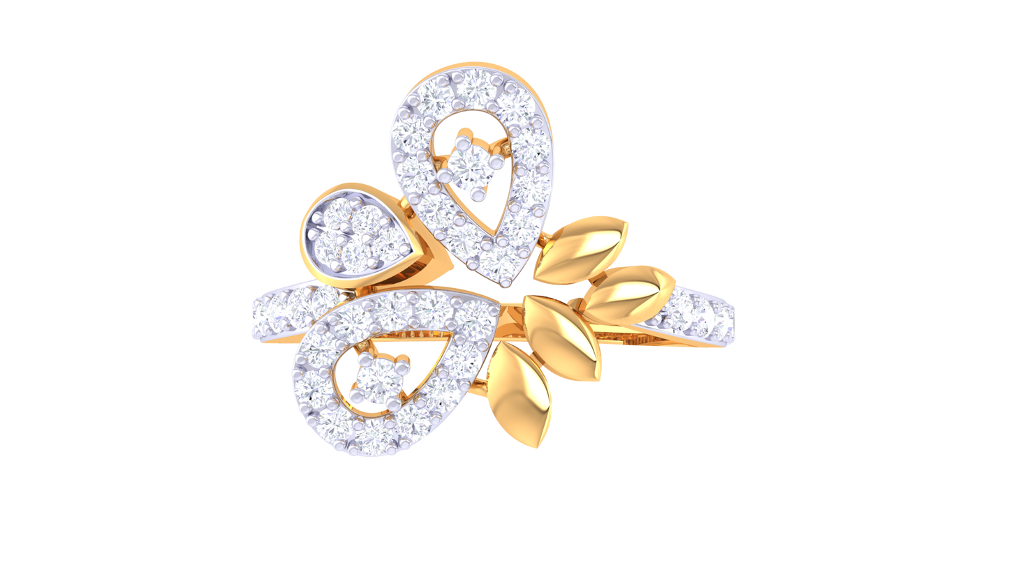 Eclat Trio Teardrop Harmony Gold Ring – 0.37 Ct Spaarking Diamonds