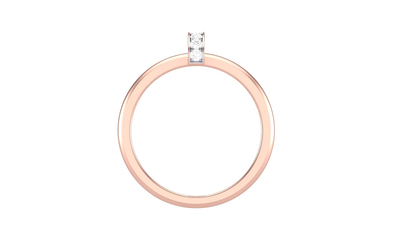 Lumiere Modern Bar Rose Gold Ring - 0.09 Ct Round Cut Diamonds