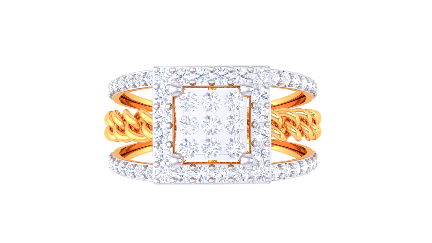 Lumière Rayon Square – 0.3 Ct Pricess Cut Diamond Gold Ring