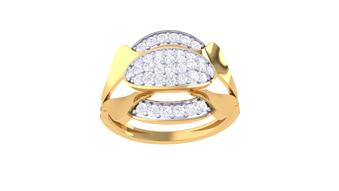 Lumiere Twin Dew Rose Gold Ring – 0.31 Ct Pave Set Diamonds
