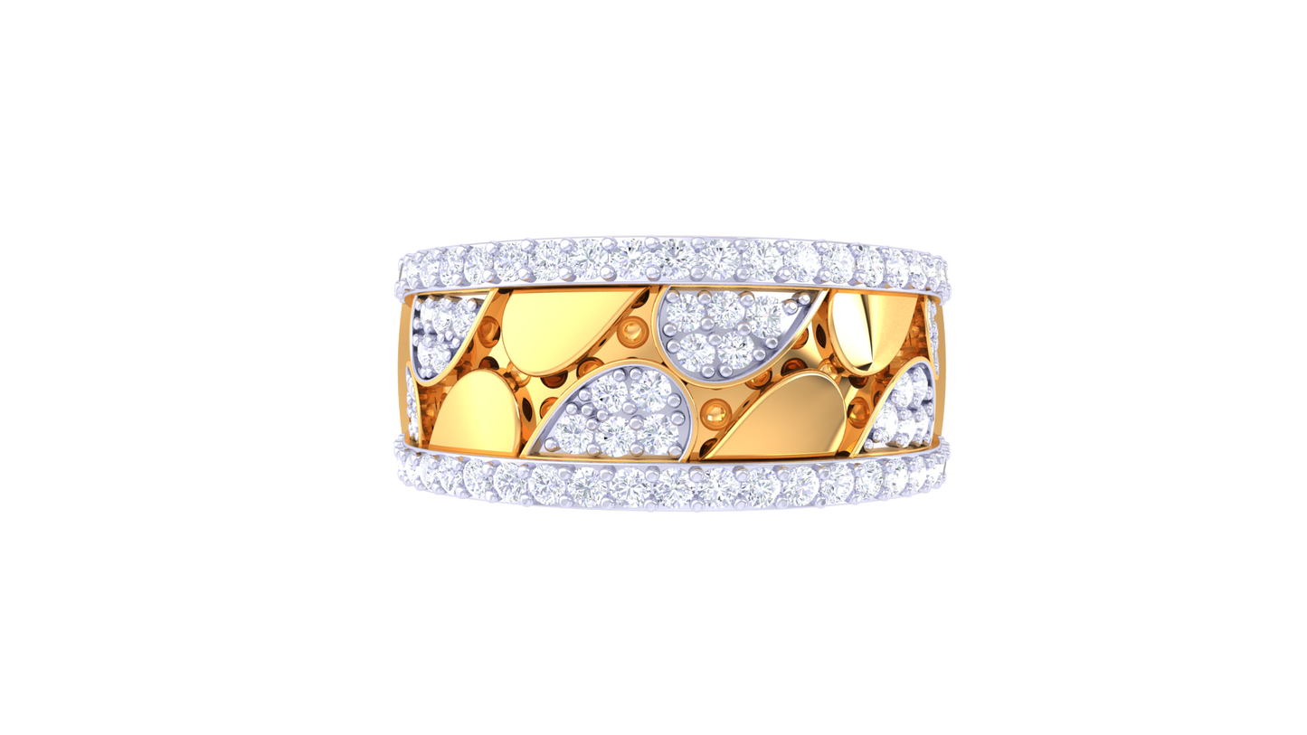 Éclat Marqueterie Lumière – 0.74 Ct Round Diamond Gold Ring