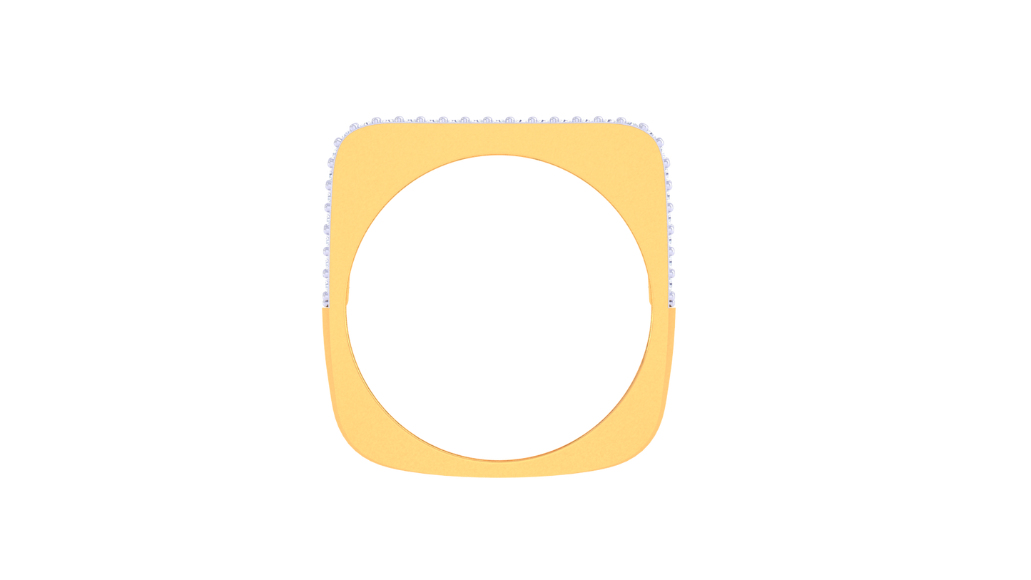 Éclat Royal Blocks Gold Ring – 0.7 Ct Dazzling Pave Diamonds