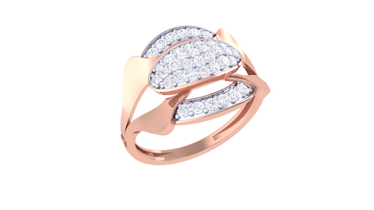 Lumiere Twin Dew Rose Gold Ring – 0.31 Ct Pave Set Diamonds
