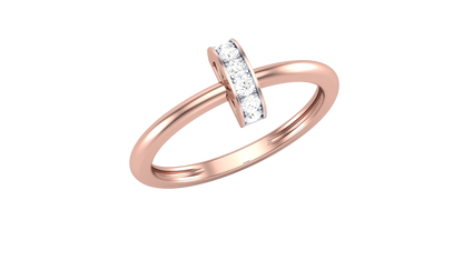 Lumiere Modern Bar Rose Gold Ring - 0.09 Ct Round Cut Diamonds
