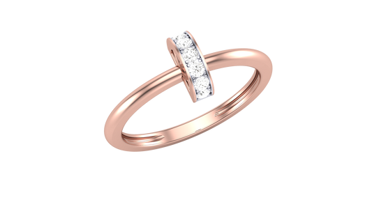 Lumiere Modern Bar Rose Gold Ring - 0.09 Ct Round Cut Diamonds