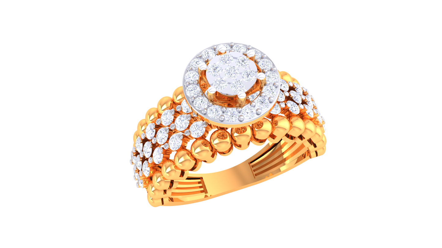Éclat Couronne Lumina Gold Ring – 0.68 Ct Round Diamond Cluster