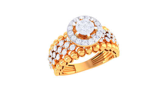Éclat Couronne Lumina Gold Ring – 0.68 Ct Round Diamond Cluster