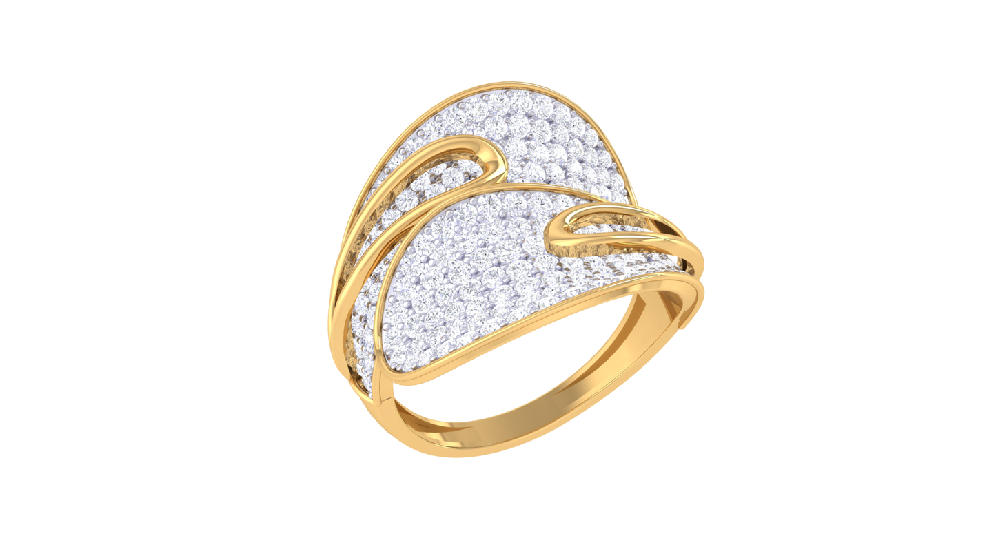 Lumiere Waves of Brilliance Golden Ring – 1.65 Ct Pave Set Diamonds