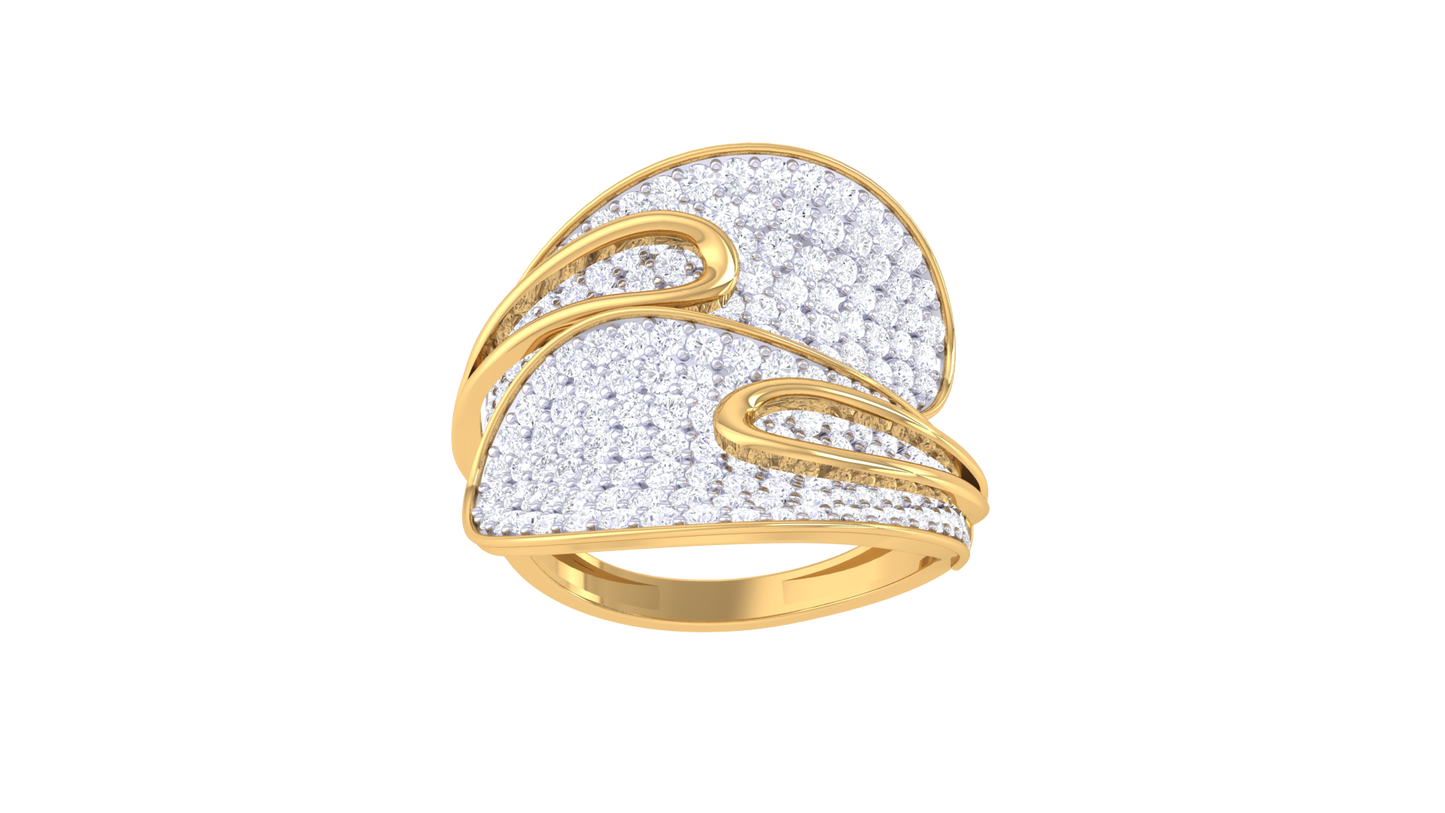 Lumiere Waves of Brilliance Golden Ring – 1.65 Ct Pave Set Diamonds