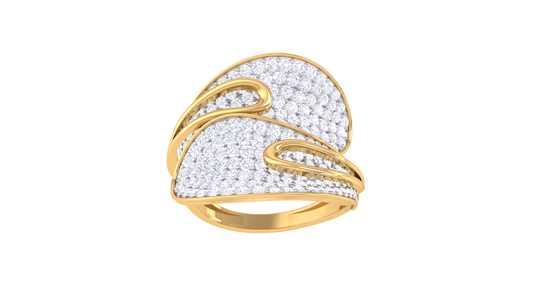 Lumiere Waves of Brilliance Golden Ring – 1.65 Ct Pave Set Diamonds