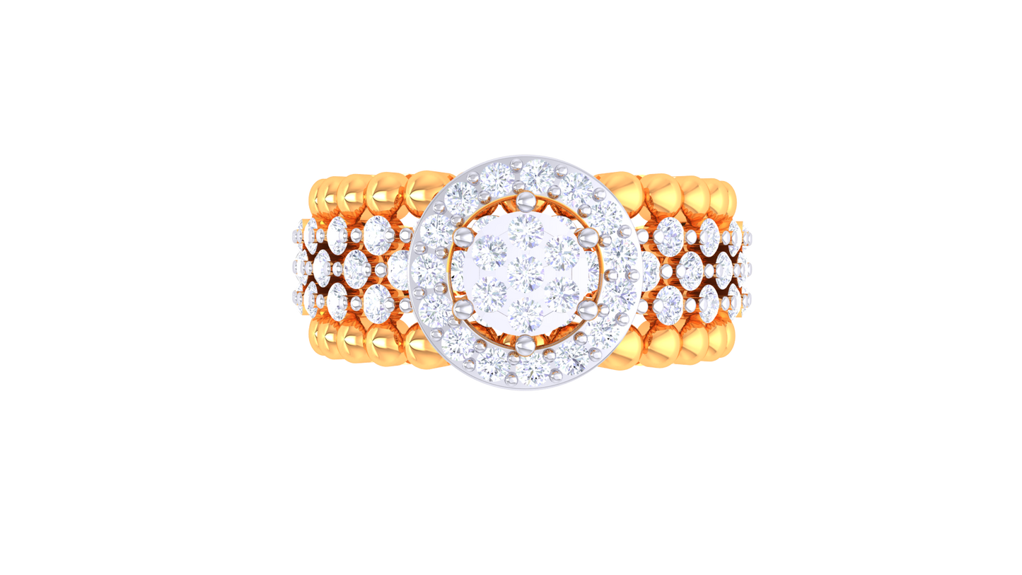 Éclat Couronne Lumina Gold Ring – 0.68 Ct Round Diamond Cluster
