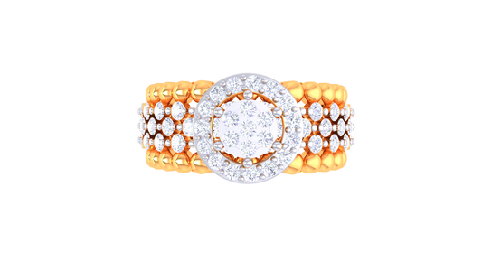 Éclat Couronne Lumina Gold Ring – 0.68 Ct Round Diamond Cluster